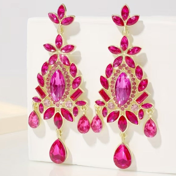 Jewelry - New Pink and Gold Statement Earrings